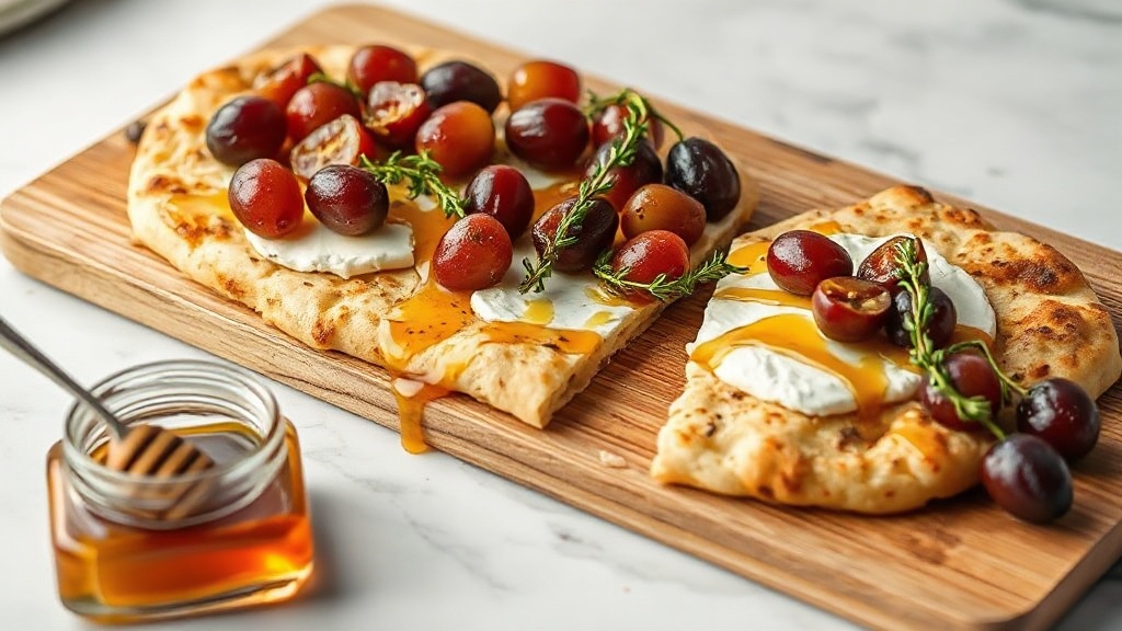 Toaster Oven Honey Roasted Grape and Brie Flatbread with Fresh Thyme