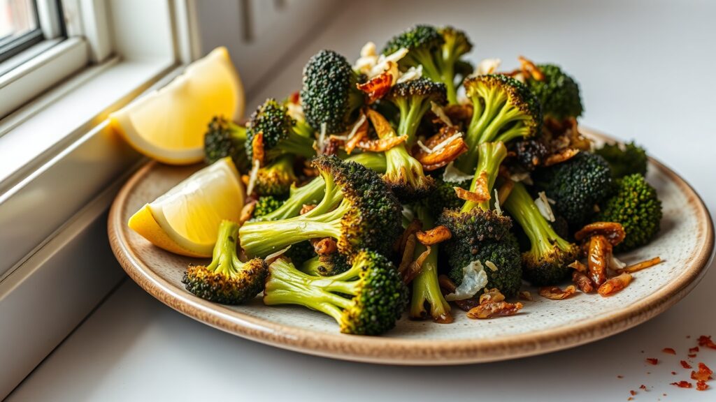 Air Fryer or Toaster Oven Broccoli with Garlic, Lemon, and Parmesan