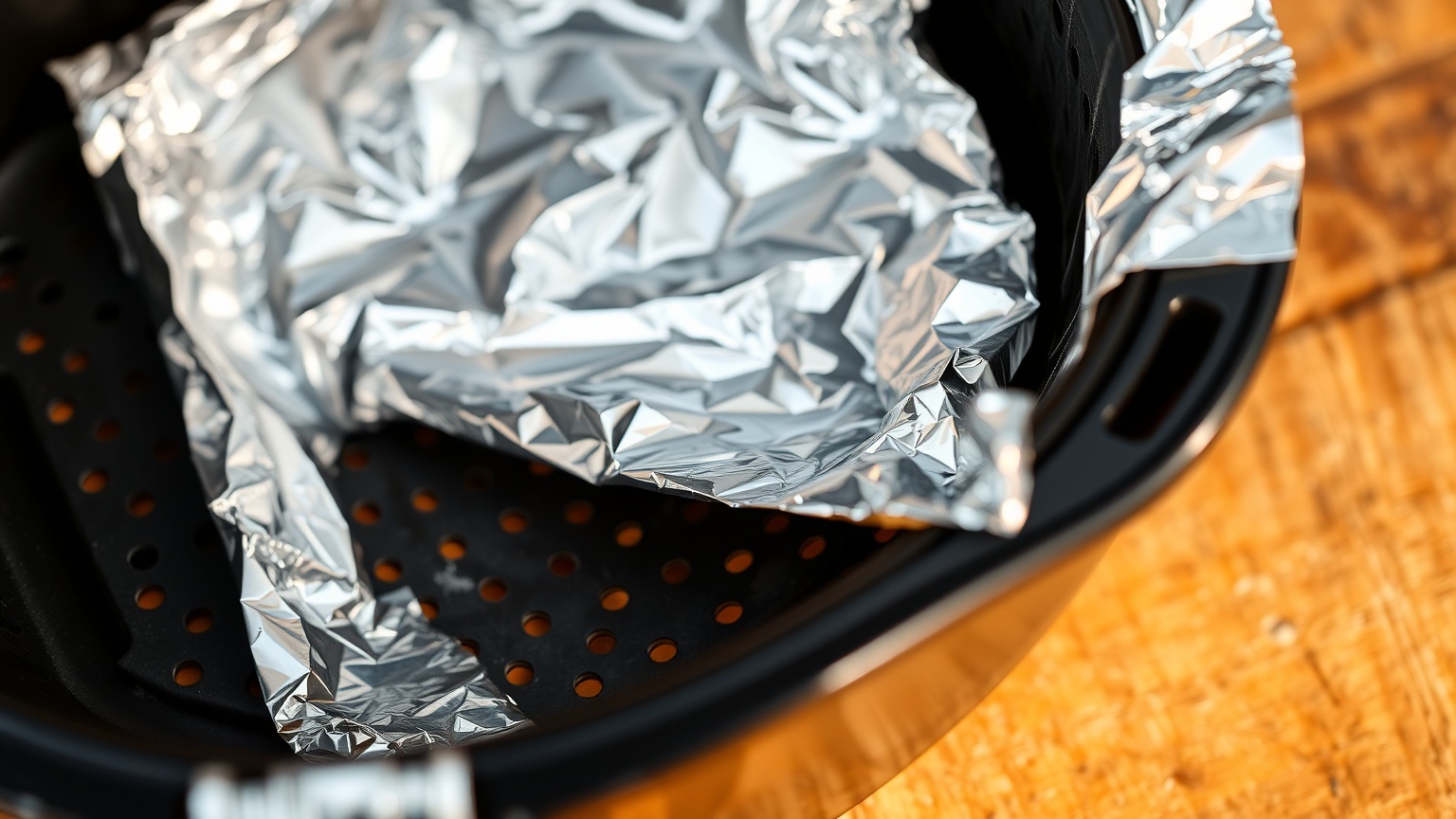 can you put aluminum foil in an air fryer basket