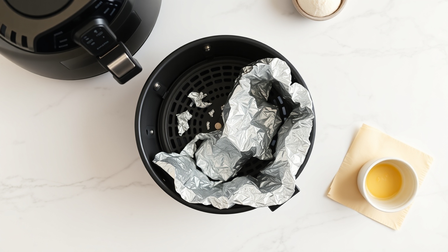 can you put aluminum foil in an air fryer basket