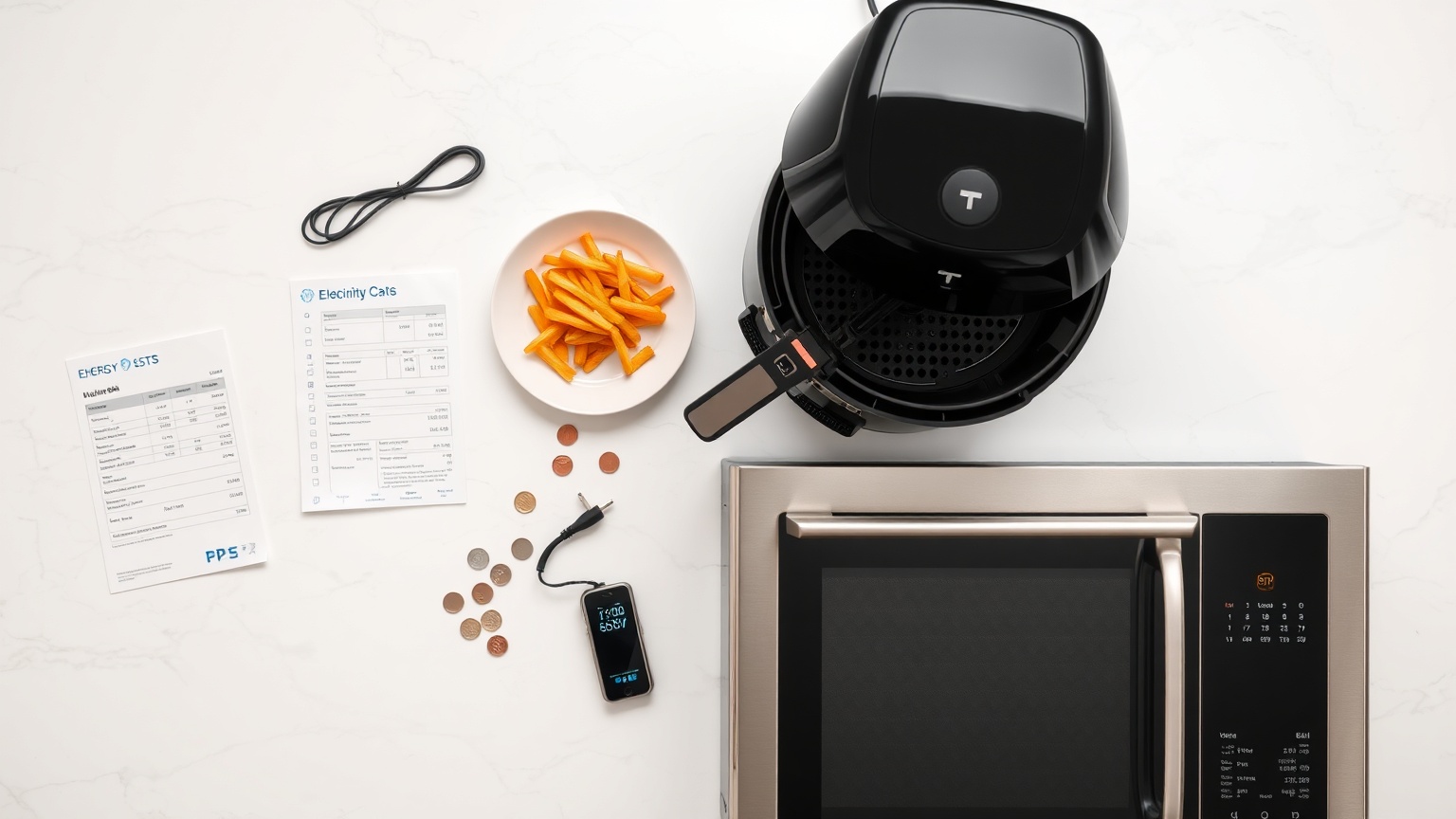 does an air fryer use less electricity than a full size oven for small meals