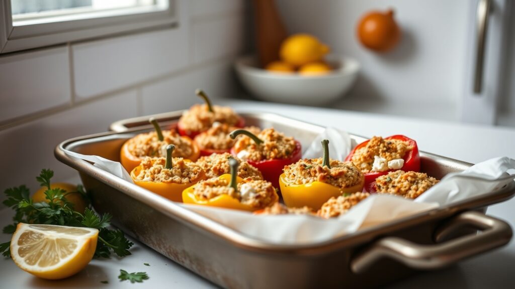 Toaster Oven Crispy Feta-Stuffed Mini Peppers with Herbed Breadcrumbs