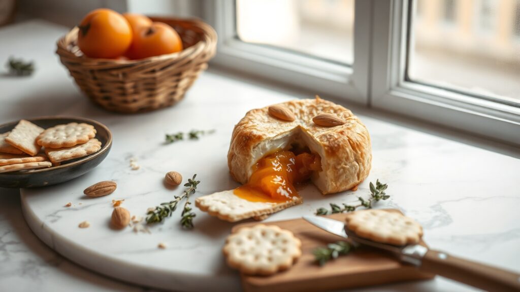 Toaster Oven Crispy Brown Butter Apricot and Almond Baked Brie