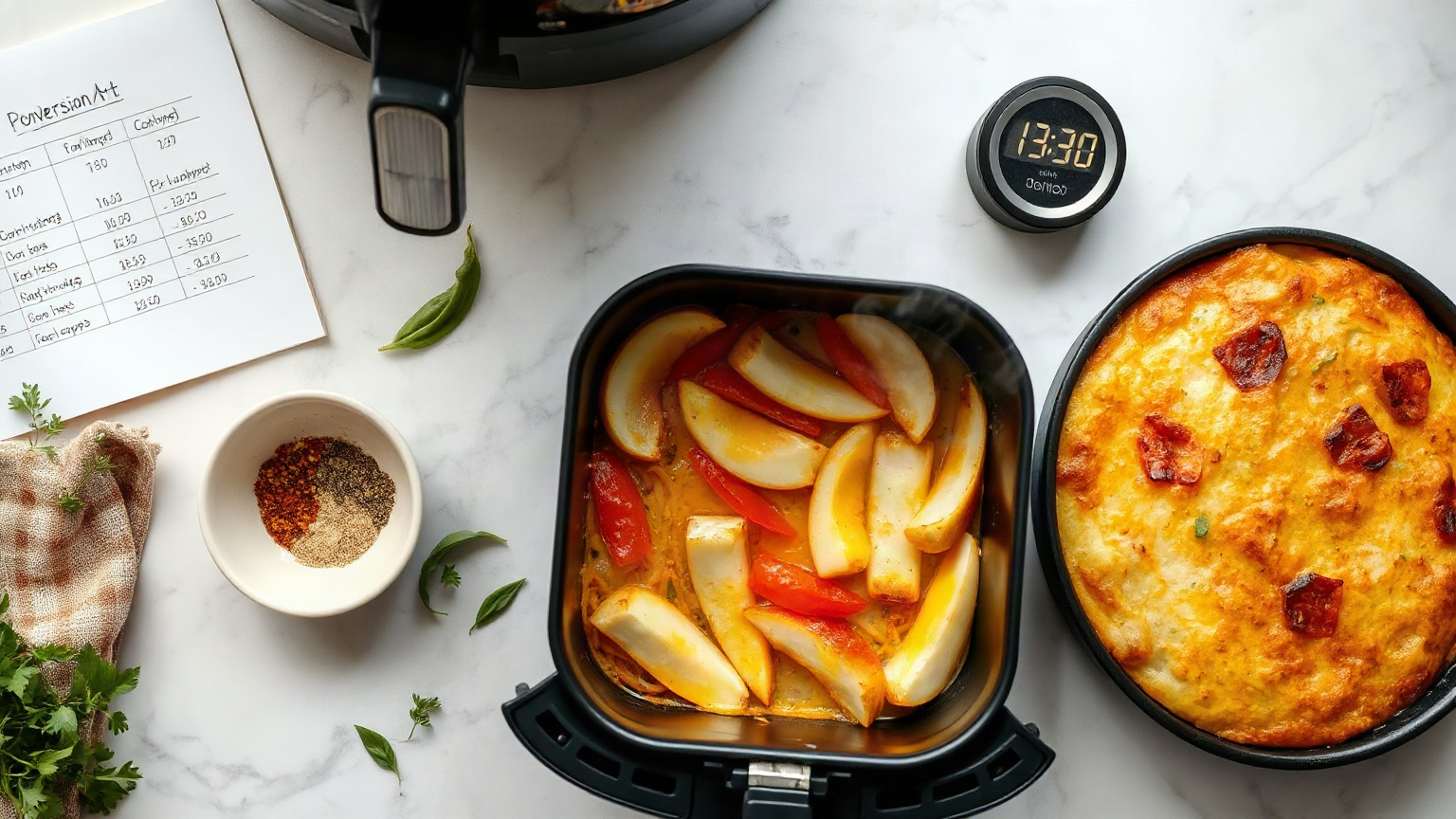 how to convert oven bake time to air fryer for frozen casserole