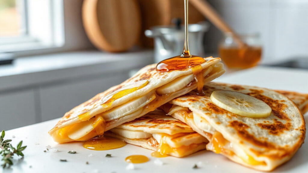 Toaster Oven Crispy Brown Butter Roasted Apple and Sharp Cheddar Quesadillas with Honey and Thyme