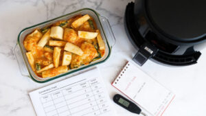 how to convert oven bake time to air fryer for frozen casseroles