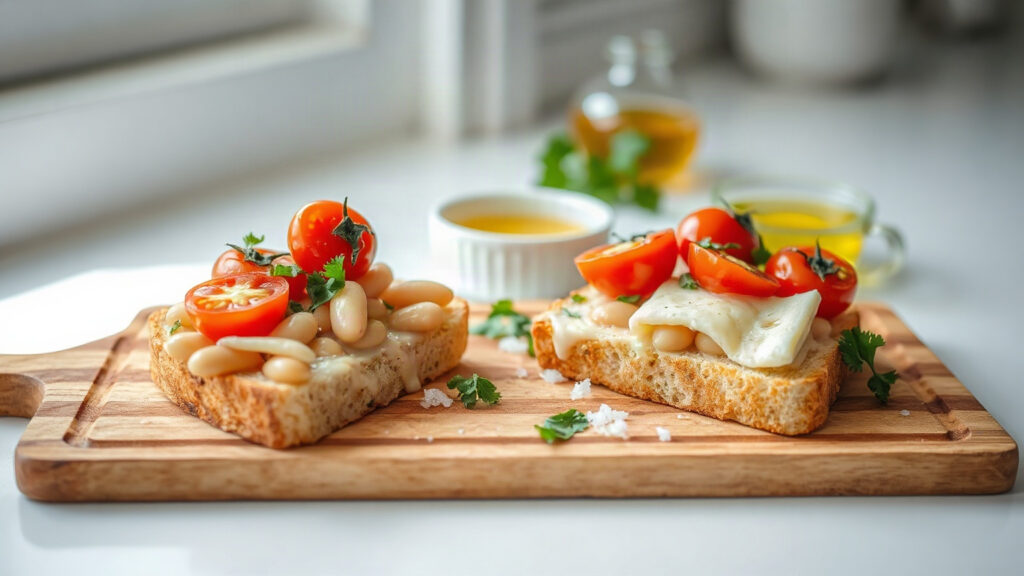 Toaster Oven Crispy Za’atar Roasted Tomato and White Bean Melts on Sourdough